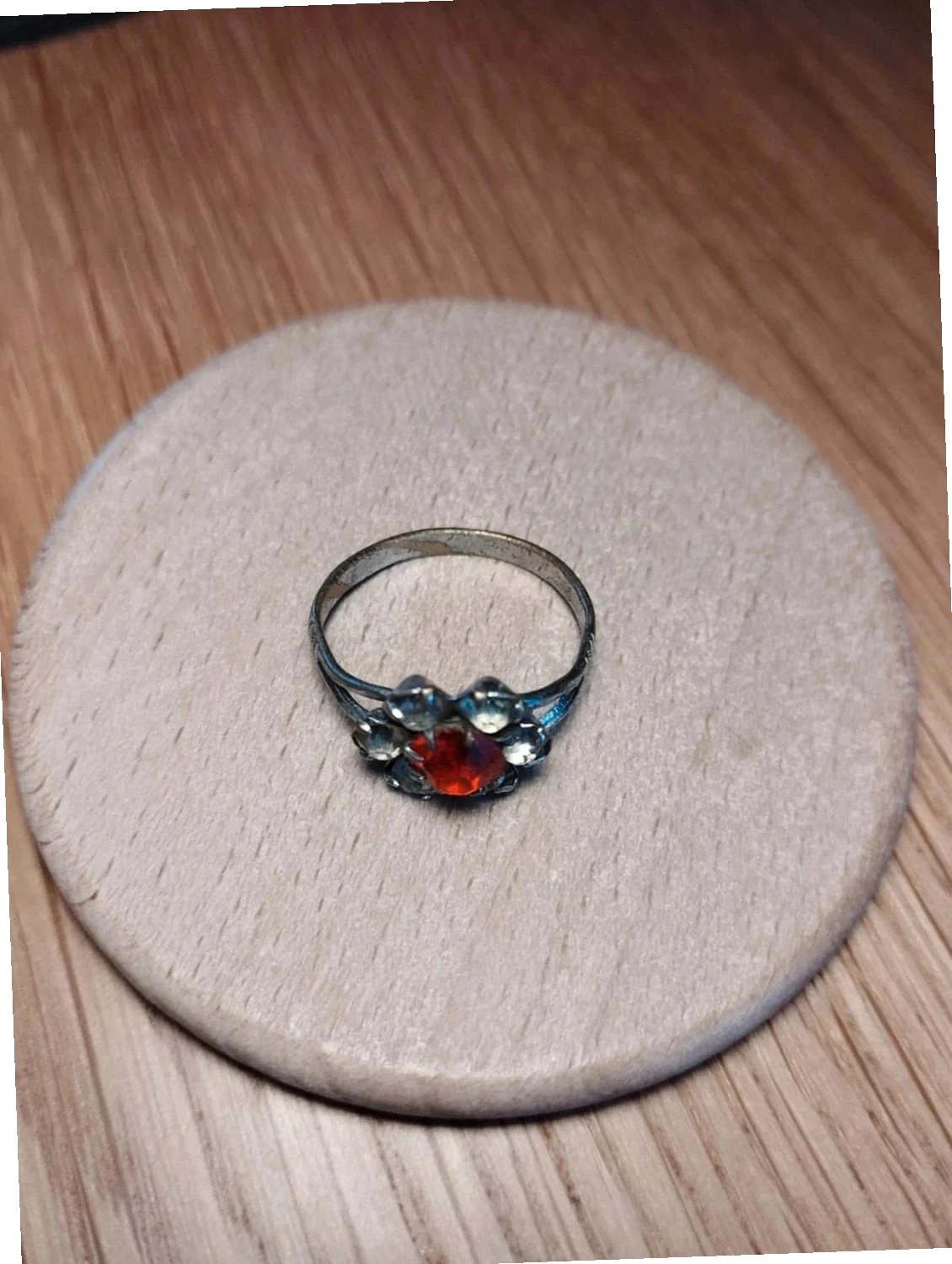 Vintage novelty ring. Flower pattern. Orange and silver – photo 2